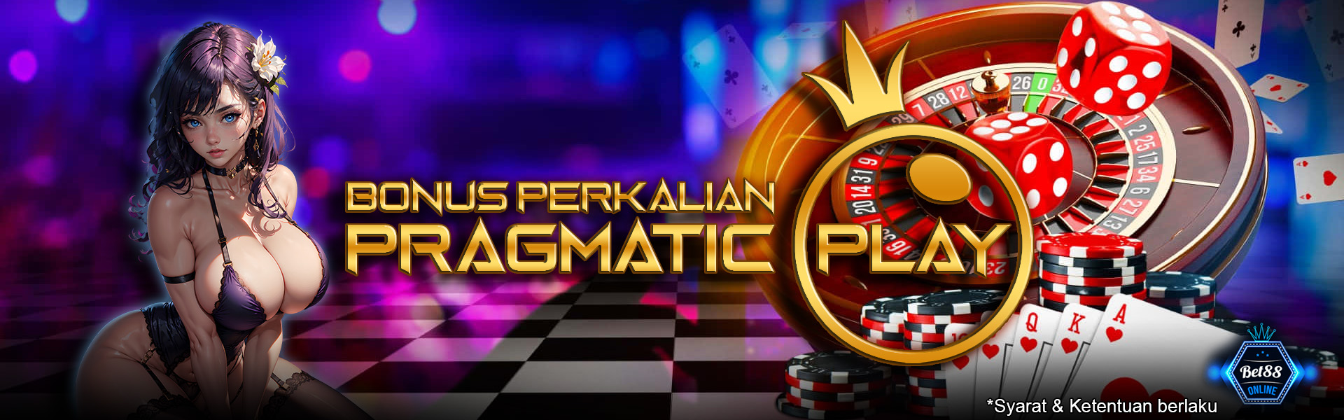 Banner Perkalian Pragmatic Play Bet88online Desktop